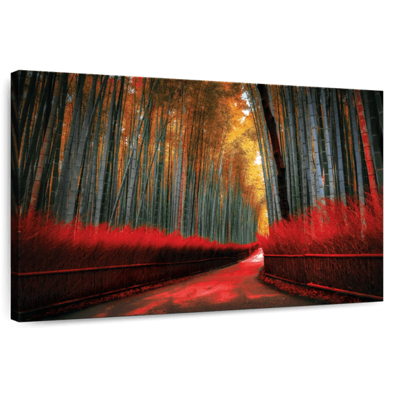 Elephant Stock Arashiyama Bamboo Trail Wall Art - Horizontal Canvas Wall Art - Living Room Wall Decor - Nature Canvas - Black And Brown Decor - 12" x 8"