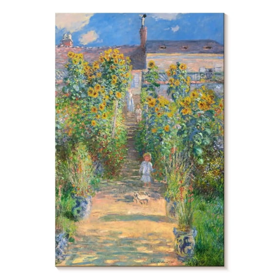 Elephant Stock The Artist's Garden At Vetheuil 1881 Wall Art - Vertical Canvas Wall Art - Living Room Wall Decor - Nature Canvas - Gray And Green Decor By Claude Monet - 8" x 12"