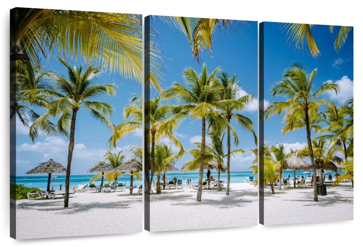 Elephant Stock Aruba Beach Palms Wall Art - Horizontal Multi Panel ...
