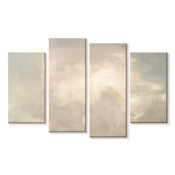 Elephant Stock Ashore Clouds Neutral Wall Art - Horizontal Multi Panel Canvas - Lobby Wall Decor - Abstract Multi Panel - Beige And Gray Decor By Julia Purinton - 24" x 14"