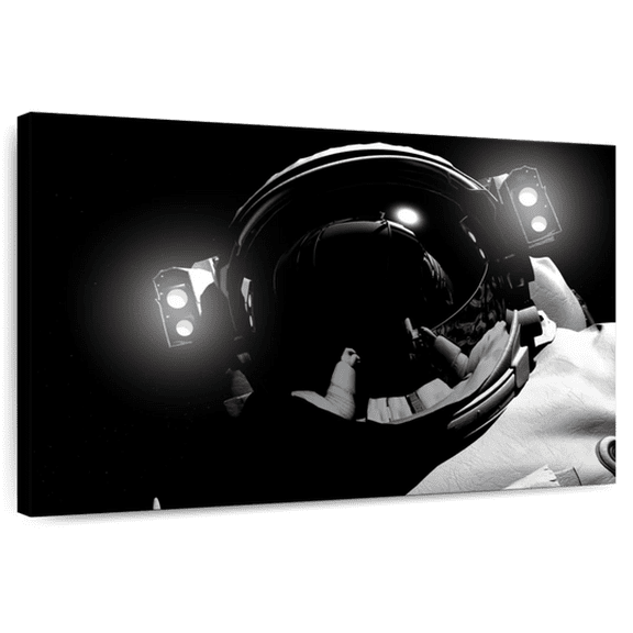Elephant Stock Astronaut Space Wall Art - Horizontal Canvas Wall Art - Living Room Wall Decor - Astronomy & Space Canvas - Black And White Decor - 12" x 8"