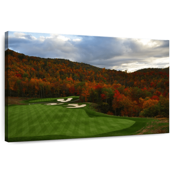 Elephant Stock Autumn Golf Course Wall Art - Horizontal Canvas Wall Art - Living Room Wall Decor - Sports Canvas - Blue And Orange Decor - 12" x 8"