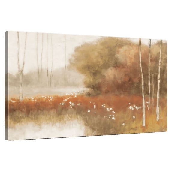 Elephant Stock Autumn Midst Wall Art - Horizontal Canvas Wall Art - Living Room Wall Decor - Abstract Canvas - Brown And Beige Decor By Julia Purinton - 36" x 24"