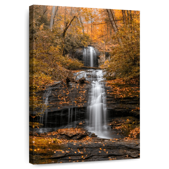 Elephant Stock Autumn Minnehaha Waterfall Wall Art - Vertical Canvas Wall Art - Living Room Wall Decor - Nature Canvas - Brown And Gray Decor - 8" x 12"