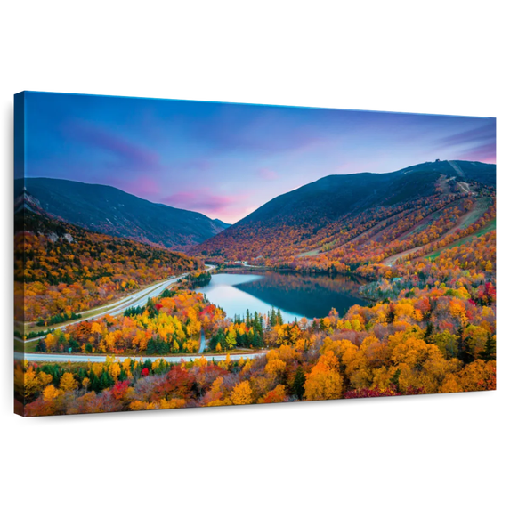 Elephant Stock Autumn In New Hampshire Wall Art - Horizontal Canvas Wall Art - Living Room Wall Decor - Nature Canvas - Blue And Orange Decor - 45" x 30"