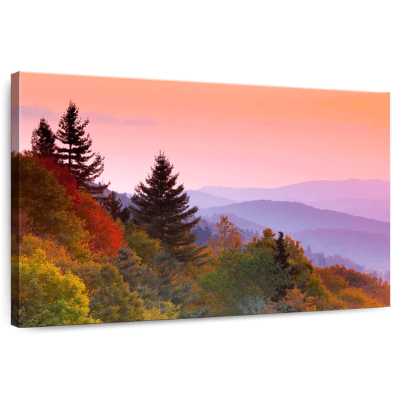 Elephant Stock Autumn Sunrise Wall Art - Horizontal Canvas Wall Art - Living Room Wall Decor - Nature Canvas - Orange And Purple Decor - 39" x 26"