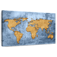 thumbnail image 1 of Elephant Stock Azure World Map Wall Art - Horizontal Canvas Wall Art - Living Room Wall Decor - Map Canvas - Blue And Gold Decor - 45" x 30", 1 of 8