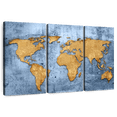 thumbnail image 1 of Elephant Stock Azure World Map Wall Art - Horizontal Multi Panel Canvas - Living Room Wall Decor - Map Multi Panel - Blue And Gold Decor - 45" x 28", 1 of 8