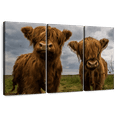 thumbnail image 1 of Elephant Stock Baby Highland Cows Wall Art - Horizontal Multi Panel Canvas - Hallway Wall Decor - Animal Multi Panel - Brown And Blue Decor - 45" x 28", 1 of 8