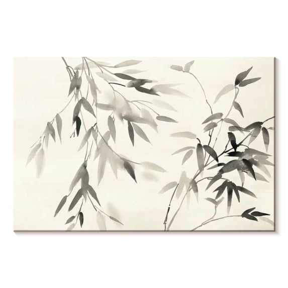 Elephant Stock Bamboo Leaves Ii Wall Art - Horizontal Canvas Wall Art - Living Room Wall Decor - Floral And Botanical Canvas - Beige And Gray Decor By Danhui Nai - 48" x 32"