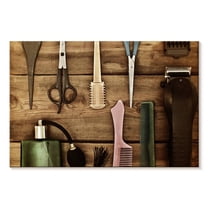 Elephant Stock Barber Hairdressing Tools Wall Art - Horizontal Canvas Wall Art - Living Room Wall Decor - Fashion And Beauty Canvas - Brown And Green Decor - 12" x 8"