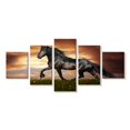 thumbnail image 1 of Elephant Stock Baroque Horse Wall Art - Horizontal Multi Panel Canvas - Living Room Wall Decor - Animal Multi Panel - Black And Green Decor - 29" x 12", 1 of 4