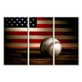 thumbnail image 1 of Elephant Stock Baseball American Flag Wall Art - Horizontal Multi Panel Canvas - Living Room Wall Decor - Sports Multi Panel - Brown And Red Decor - 74" x 48", 1 of 4