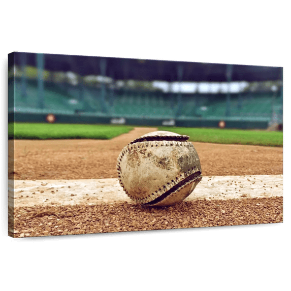 Elephant Stock Baseball In Stadium Wall Art - Horizontal Canvas Wall Art - Living Room Wall Decor - Sports Canvas - Brown And Beige Decor - 12" x 8"