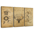 thumbnail image 1 of Elephant Stock Basketball Patent Compilation Wall Art - Horizontal Multi Panel Canvas - Living Room Wall Decor - Sports Multi Panel - Brown And Yellow Decor - 33" x 20", 1 of 8
