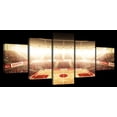 thumbnail image 1 of Elephant Stock Basketball Stadium Wall Art - Horizontal Multi Panel Canvas - 5 Pieceliving Room Wall Decor - Photography Sports Multi Panel - Black And White Decor - 42" x 19", 1 of 4