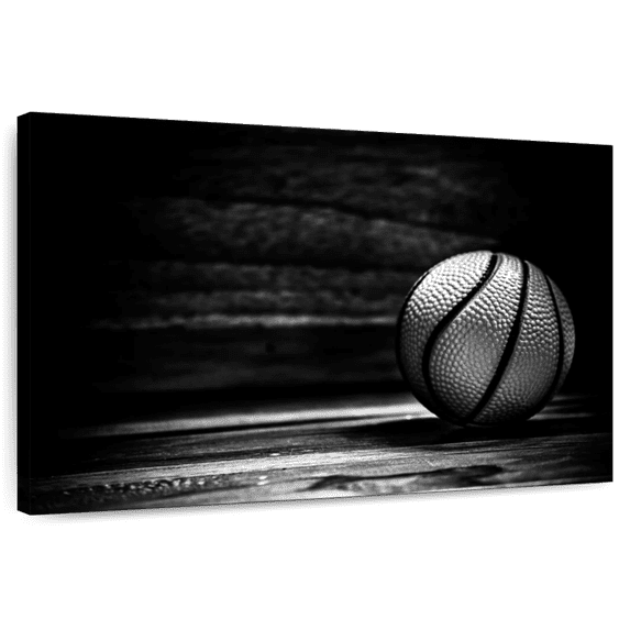 Elephant Stock Basketball Wall Art - Horizontal Canvas Wall Art - Living Room Wall Decor - Sports Canvas - Black And Gray Decor - 51" x 34"