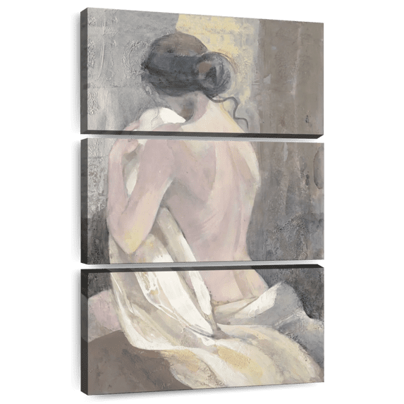 Elephant Stock After The Bath Ii Wall Art - Vertical Multi Panel Canvas - Hallway Wall Decor - People Multi Panel - Brown And Gray Decor By Albena Hristova - 42" x 65"
