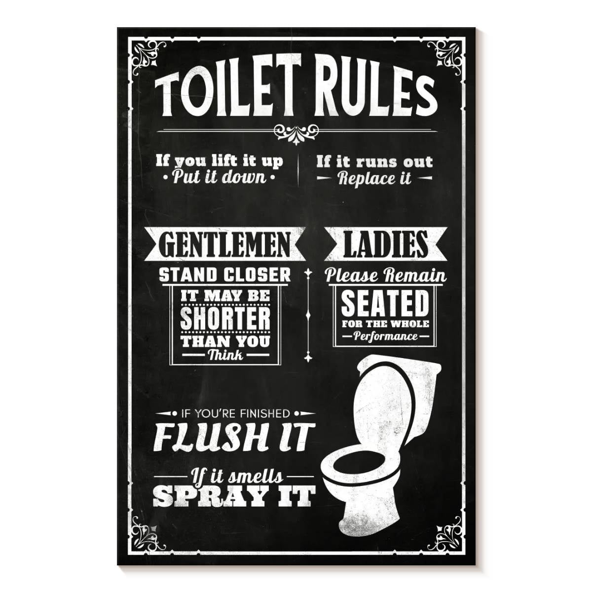 Elephant Stock His And Hers Bathroom Rules Wall Art - Vertical Canvas ...