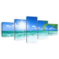 thumbnail image 1 of Elephant Stock Beach Daydream Wall Art - Horizontal Multi Panel Canvas - Living Room Wall Decor - Beach Multi Panel - Blue And Green Decor - 55" x 24", 1 of 8
