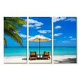 thumbnail image 1 of Elephant Stock Beach Deckchairs Wall Art - Horizontal Multi Panel Canvas - Living Room Wall Decor - Beach Multi Panel - Blue And Green Decor - 23" x 14", 1 of 4