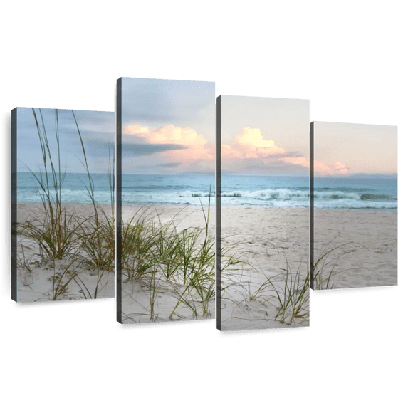 Elephant Stock Beach Driftwood Wall Art - Horizontal Multi Panel Canvas - Living Room Wall Decor - Beach Multi Panel - Gray And Beige Decor By Nan - 52" x 32"