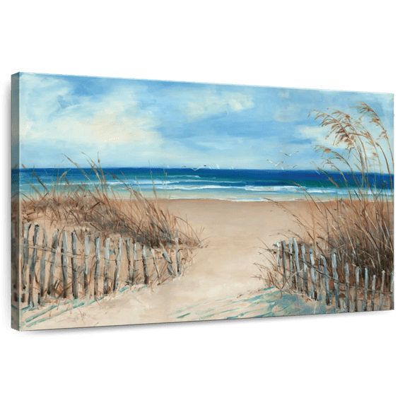 Elephant Stock Beach Favorite Spot Wall Art - Horizontal Canvas Wall Art - Living Room Wall Decor - Beach Canvas - Beige And Blue Decor By Sally Swatland - 39" x 26"