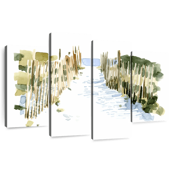 Elephant Stock Beach Impressions I Wall Art - Horizontal Multi Panel Canvas - Living Room Wall Decor - Abstract Multi Panel - Blue And Green Decor By Emma Caroline - 36" x 22"