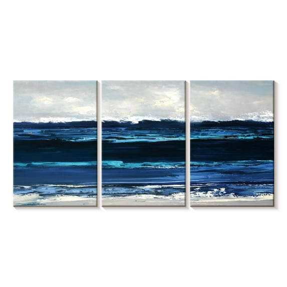 Elephant Stock Beach Summer Surf Wall Art - Horizontal Multi Panel Canvas - Living Room Wall Decor - Beach Multi Panel - Blue And Decor By Sally Swatland - 32" x 15"