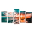 thumbnail image 1 of Elephant Stock Beach With Sunset Wall Art - Horizontal Multi Panel Canvas - Living Room Wall Decor - Beach Multi Panel - Orange And Teal Decor - 34" x 16", 1 of 4