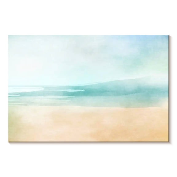 Elephant Stock Beach Water Wall Art - Horizontal Canvas Wall Art - Living Room Wall Decor - Abstract Canvas - Beige And Blue Decor - 12" x 8"