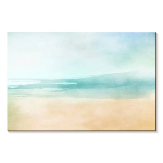 Elephant Stock Beach Water Wall Art - Horizontal Canvas Wall Art - Living Room Wall Decor - Abstract Canvas - Beige And Blue Decor - 36" x 24"
