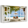 thumbnail image 1 of Elephant Stock Beach Window Wall Art - Horizontal Canvas Wall Art - Living Room Wall Decor - Beach Canvas - Beige And Brown Decor - 48" x 32", 1 of 7