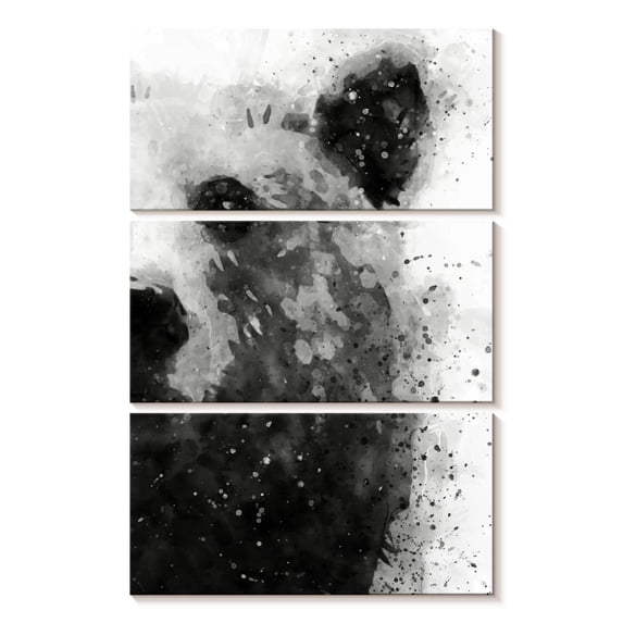 Elephant Stock Bear At Attention Wall Art - Vertical Multi Panel Canvas - Hallway Wall Decor - Animal Multi Panel - Gray And Black Decor By Brandon Wong - 14" x 23"