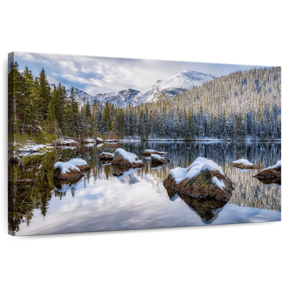 Elephant Stock Bear Lake Holiday Wall Art - Horizontal Canvas Wall Art - Living Room Wall Decor - Nature Canvas - Brown And Blue Decor By Darren White Photography - 48" x 32"