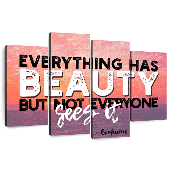 Elephant Stock Beauty Famous Quote I Wall Art - Horizontal Multi Panel Canvas - Living Room Wall Decor - Inspirational And Typography Multi Panel - Black And White Decor - 75" x 48"