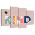thumbnail image 1 of Elephant Stock Bee Kind Wall Art - Horizontal Multi Panel Canvas - Kids Room Wall Decor - Kids And Nursery Multi Panel - Beige And Pink Decor By Daniela Santiago - 75" x 48", 1 of 8