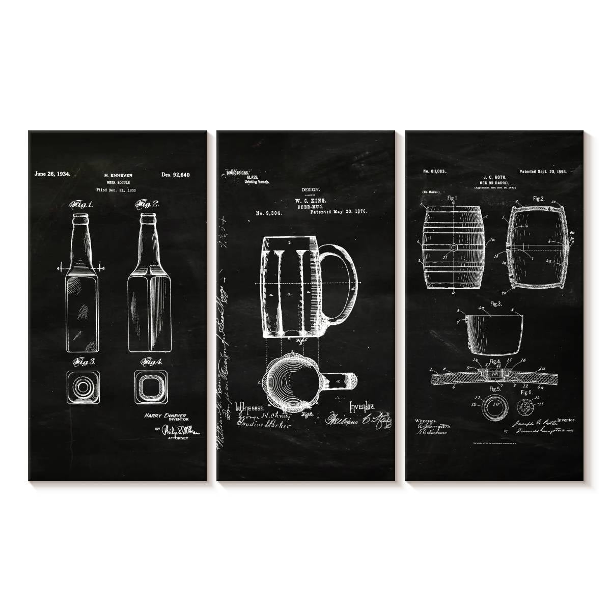 Elephant Stock Beer Compilation Bw Patent Wall Art - Horizontal Multi ...