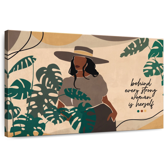 Elephant Stock Behind Every Strong Woman I Wall Art - Horizontal Canvas Wall Art - Living Room Wall Decor - Advocacy Art Canvas - Green And Gray Decor - 12" x 8"