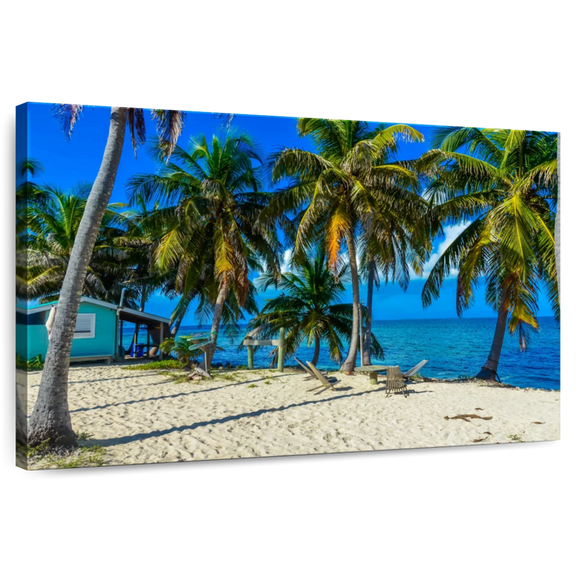 Elephant Stock Belize Cayes Wall Art - Horizontal Canvas Wall Art - Living Room Wall Decor - Beach Canvas - Blue And Green Decor - 39" x 26"