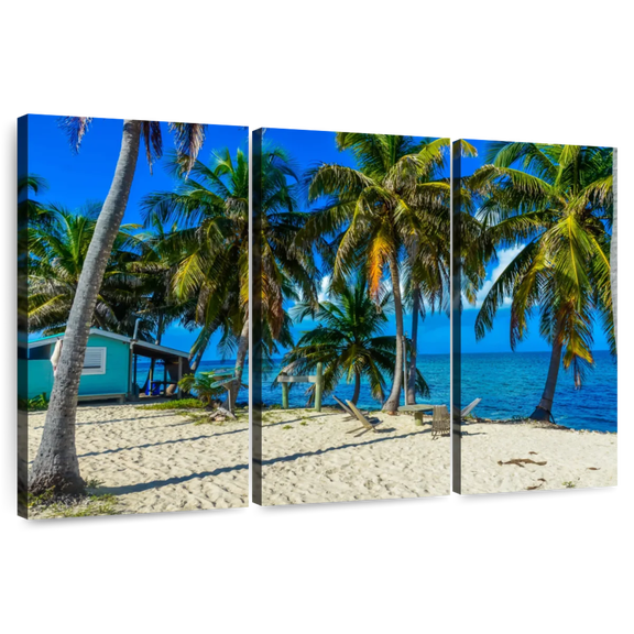 Elephant Stock Belize Cayes Wall Art - Horizontal Multi Panel Canvas - Living Room Wall Decor - Beach Multi Panel - Blue And Green Decor - 74" x 48"