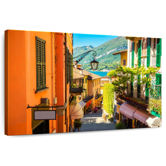 Elephant Stock Bellagio Village Wall Art - Horizontal Canvas Wall Art - Living Room Wall Decor - Places Canvas - Orange And Green Decor - 45" x 30"