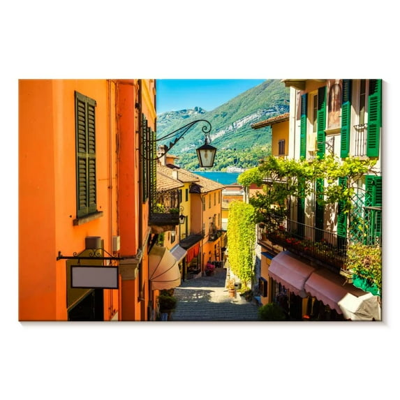 Elephant Stock Bellagio Village Wall Art - Horizontal Canvas Wall Art - Living Room Wall Decor - Places Canvas - Orange And Green Decor - 45" x 30"