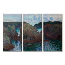 Elephant Stock Belle-ile Rocks At Port-goulphar 1886 Wall Art - Horizontal Multi Panel Canvas - Living Room Wall Decor - Beach Multi Panel - Gray And Red Decor By Claude Monet - 23" x 14"