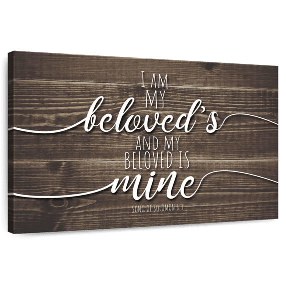 Elephant Stock My Beloved Is Mine Wall Sign Wall Art - Horizontal Canvas Wall Art - Living Room Wall Decor - Wall Signs Canvas - Gray And Brown Decor - 48" x 32"