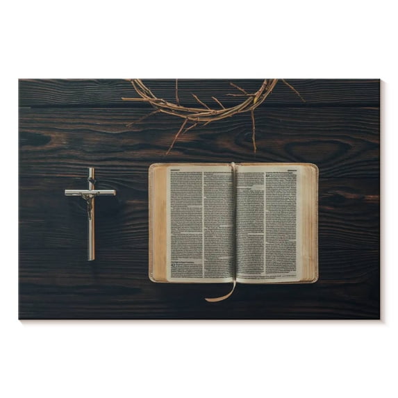 Elephant Stock Bible Wall Art - Horizontal Canvas Wall Art - Living Room Wall Decor - Religion And Spirituality Canvas - Gray And Beige Decor - 39" x 26"