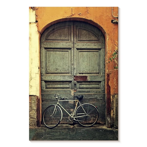 Elephant Stock Bicycle By The Door Wall Art - Vertical Canvas Wall Art - Hallway Wall Decor - Architecture Canvas - Gray And Brown Decor - 8" x 12"