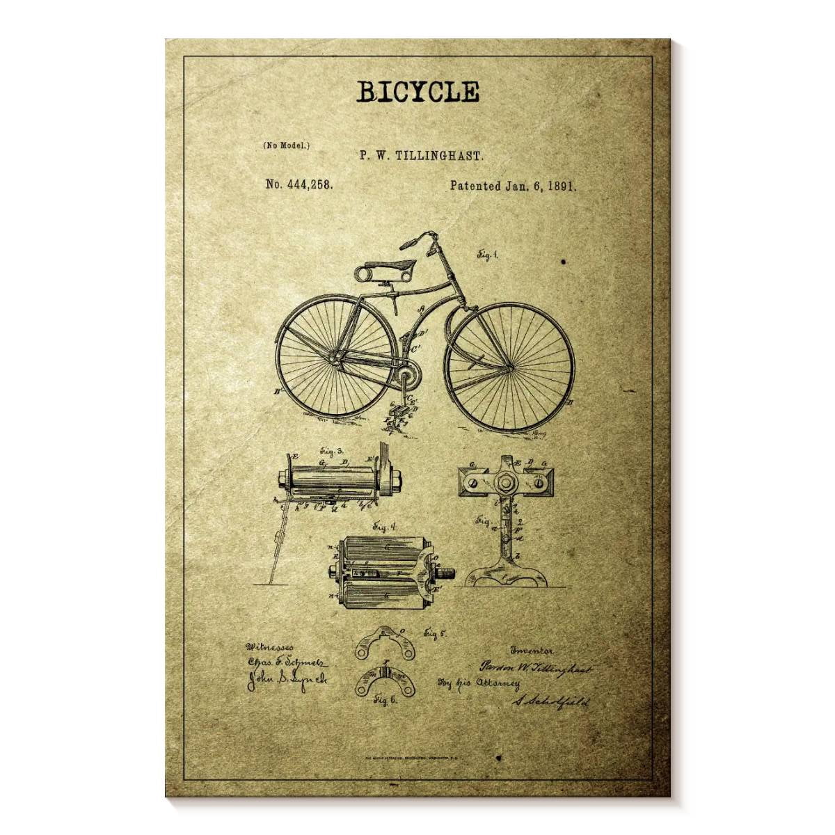 Elephant Stock Bicycle Patent Wall Art - Vertical Canvas Wall Art ...
