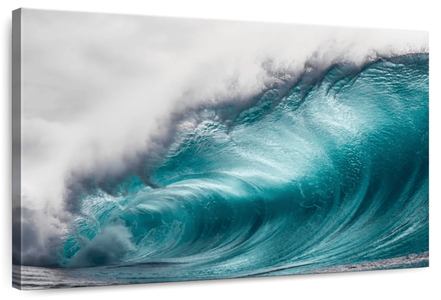 Elephant Stock Big Blue Ocean Wave Wall Art - Horizontal Canvas Wall ...