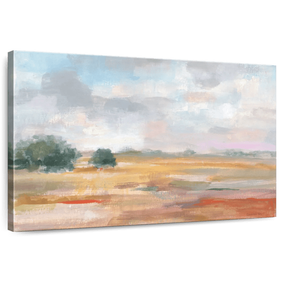 Elephant Stock Big Sky In October Wall Art - Horizontal Canvas Wall Art - Living Room Wall Decor - Abstract Canvas - Beige And Gray Decor By Danhui Nai - 12" x 8"